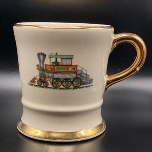 Milbern "Locomotive" 23kt Gold Plated Trim Porcelain Ceramic Coffee/Tea Cup USA
